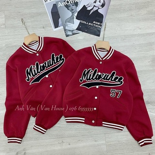 Áo khoác bomber nữ nỉ dài tay thêu sỗ 57 nhiều màu cá tính