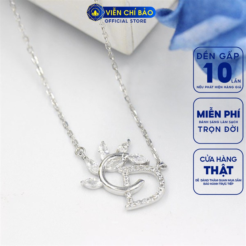 Dây chuyền bạc nữ mặt chữ CD nguyệt quế cách điệu bạc S925 thời trang phụ kiện trang sức nữ Viễn Chí Bảo D400072