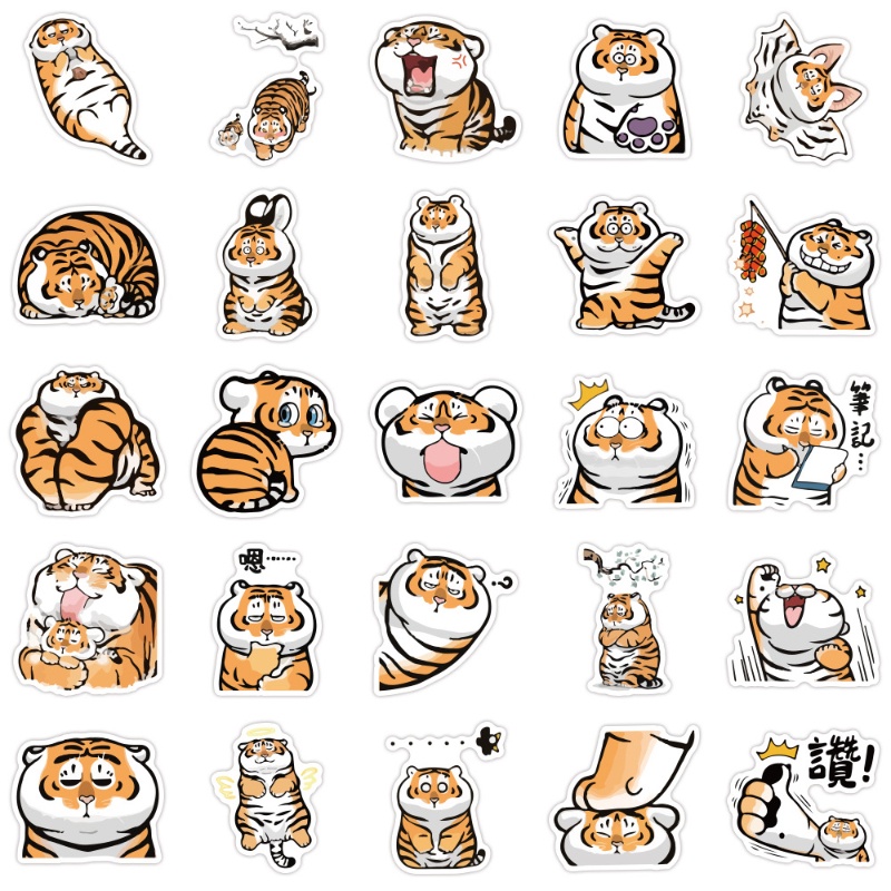 100 Miếng Dán Vinyl Chống Nước Hình Con Hổ Dễ Thương