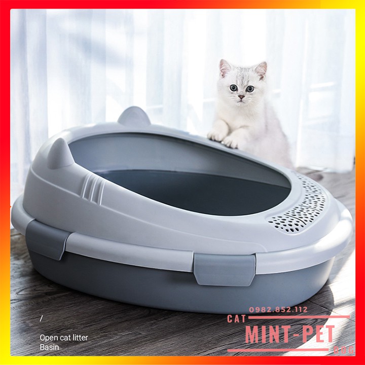 Khay Vệ Sinh Cho Mèo Size Nhỏ - Chậu Cát Mèo Hình Tai Mèo Dễ Thương #MintPet