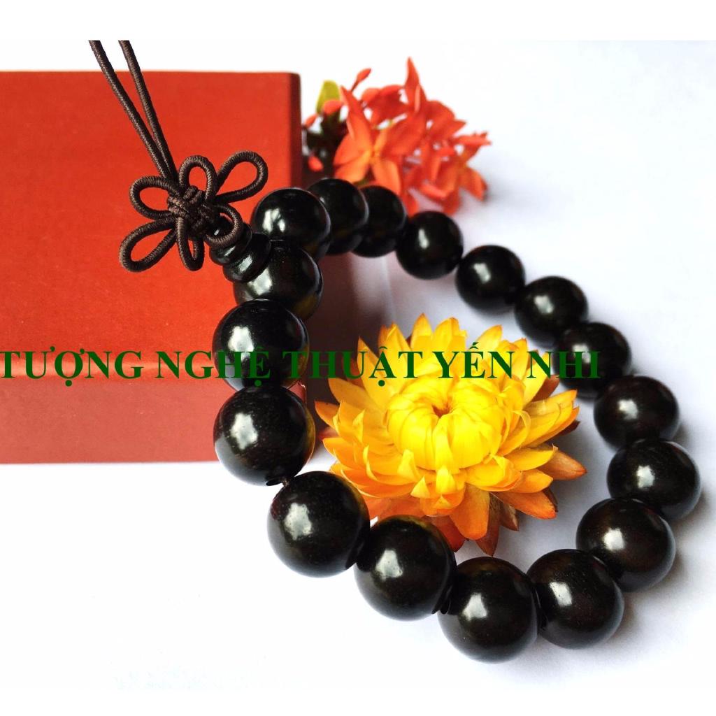 Vòng tay phong thủy cao cấp gỗ Mun Sừng hạt 12mm