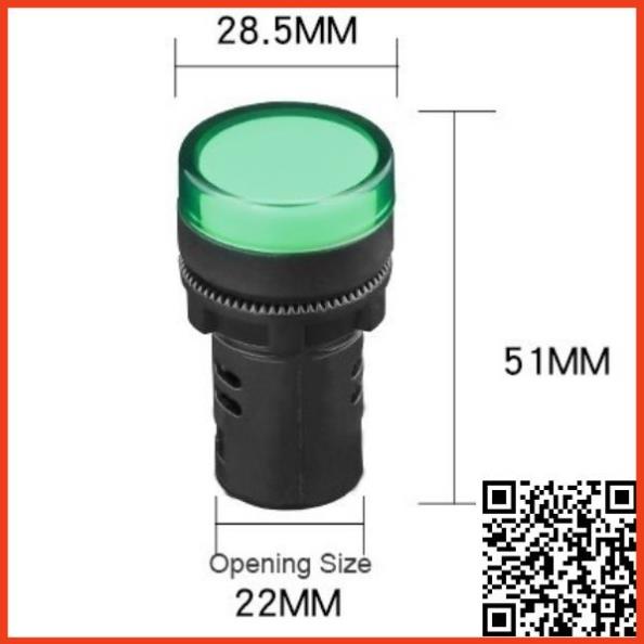 Đèn led AD16-22DS báo pha phi 22mm điện áp 220VAC giá rẻ 5 màu gắn tủ điện