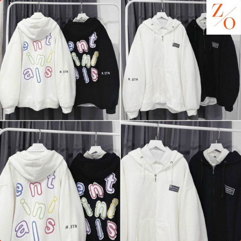 Jacket nỉ ngoại form rộng unisex nam nữ in hình