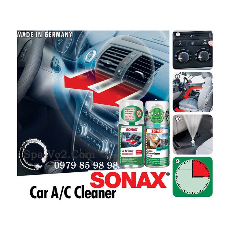 Khử mùi diệt khuẩn hệ thống điều hòa nội thất ô tô SONAX Car A/C cleaner AirAid counterdisplay 323100