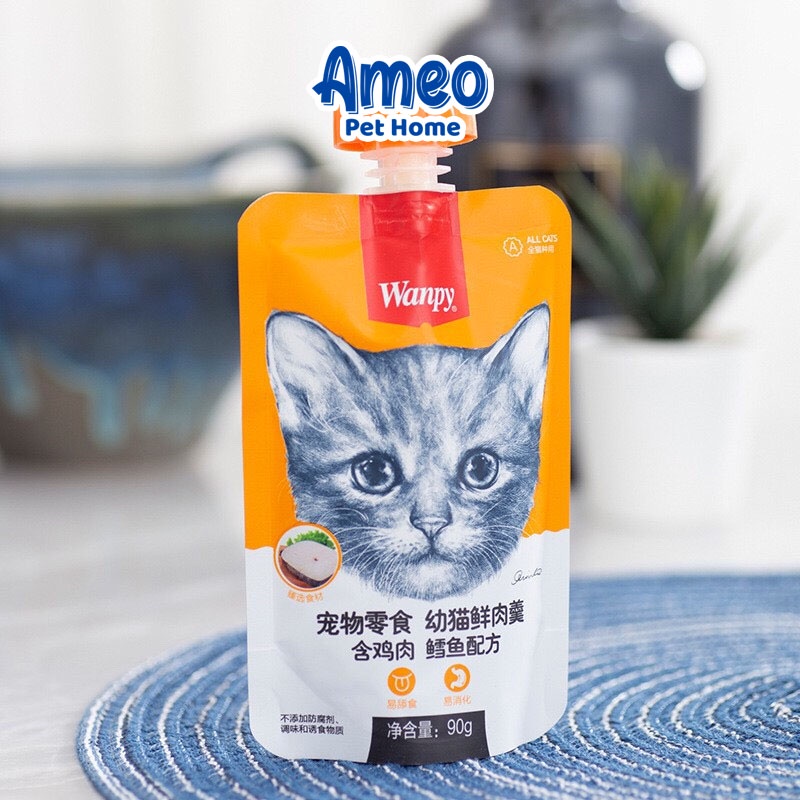 Súp thưởng Wanpy cho mèo tuýp 90gr có nắp vặn
