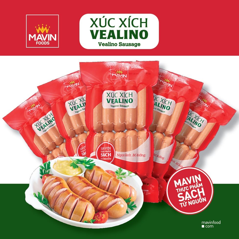 Đồ xiên nướng, chiên rán, ăn vặt - Xúc Xích VEALINO MAVIN GÓI 500g [GIAO HÀNG TRONG NGÀY TẠI HÀ NỘI]