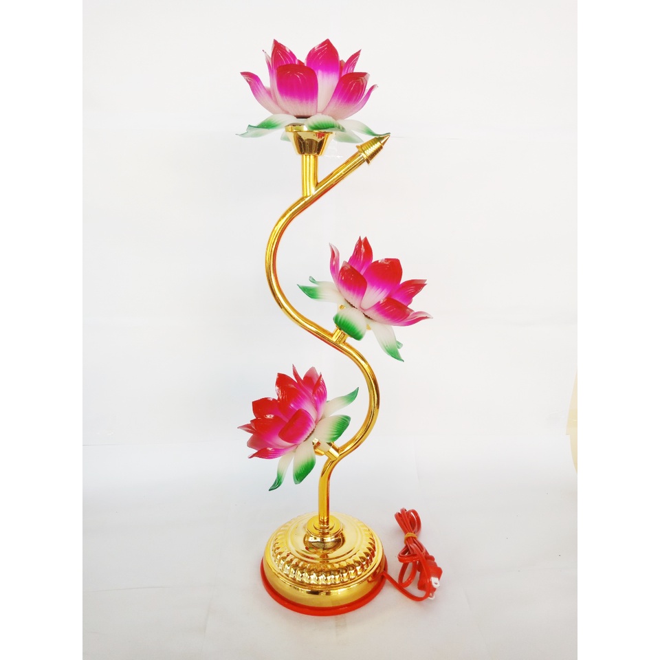 ĐÈN THỜ SEN HỒNG 3 NGỌN ĐỨNG ( đèn + 3 bóng ) - Điện Việt