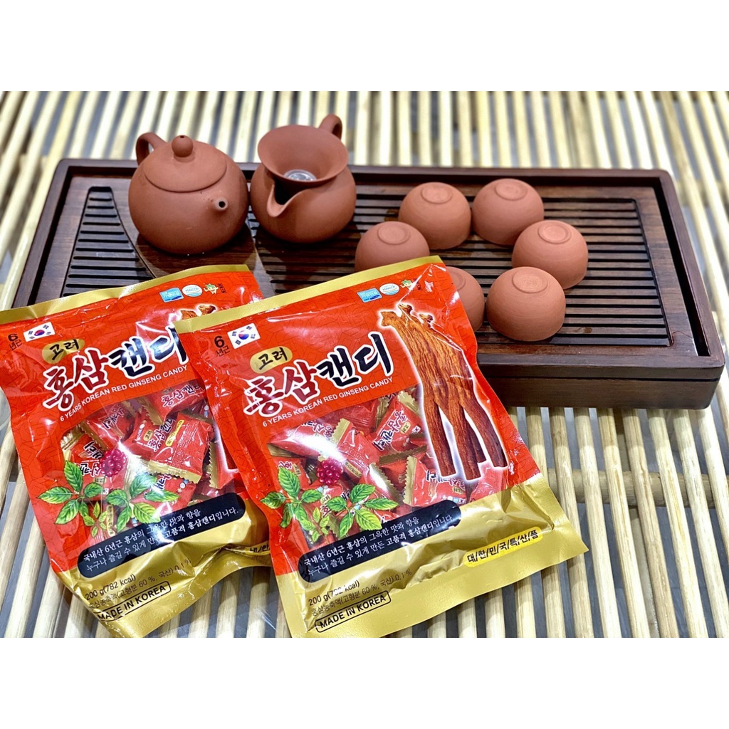 Kẹo Sâm Hàn Quốc 200g, Giúp thư giãn, sảng khoái tinh thần, thơm miệng, thích hợp làm quà tặng cho người thân, bạn bè