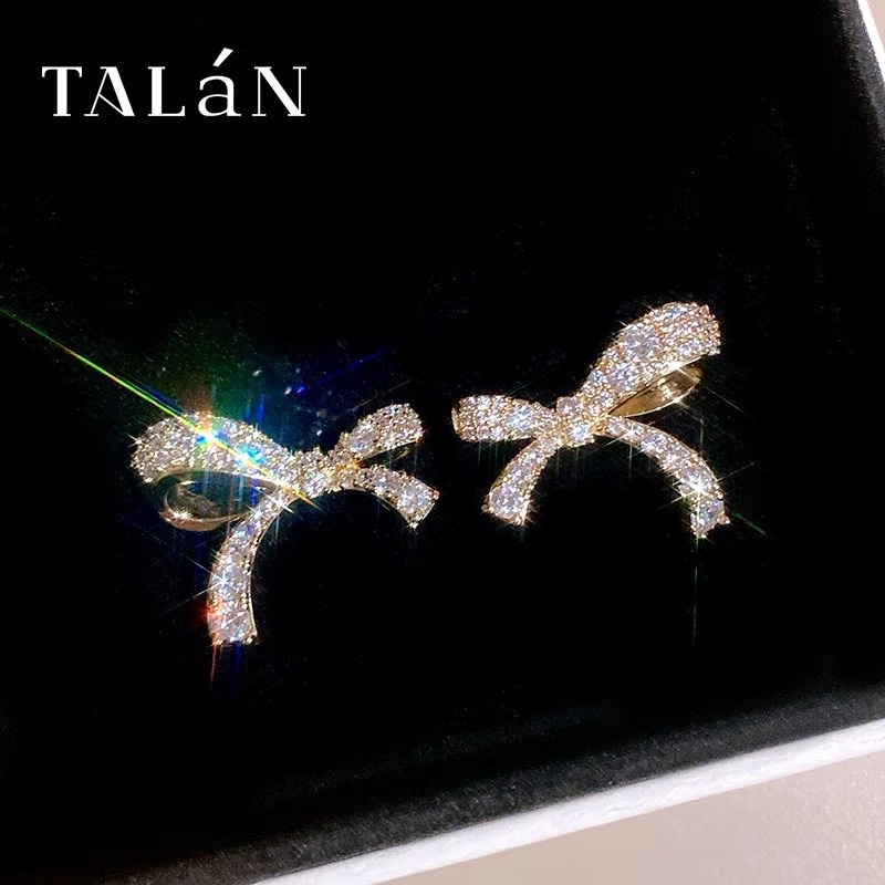 bông tai hình chiếc nơ đính đá hàn quốc khuyên tai dễ thương tiểu thư