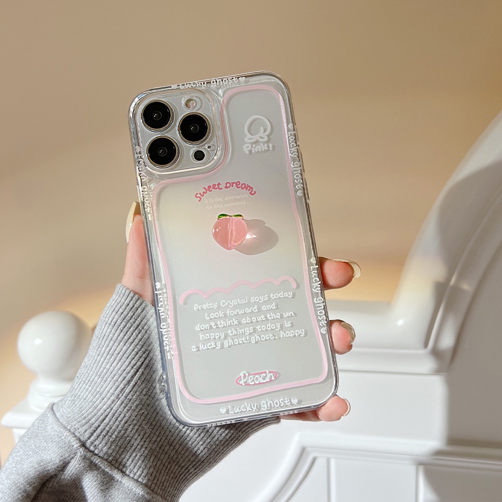 Ốp Điện Thoại tpu Mềm Trong Suốt Họa Tiết Trái Đào 3d Cho iphone 7 8 plus x xr xs 11 12 13 14 15 mini pro max se 2020