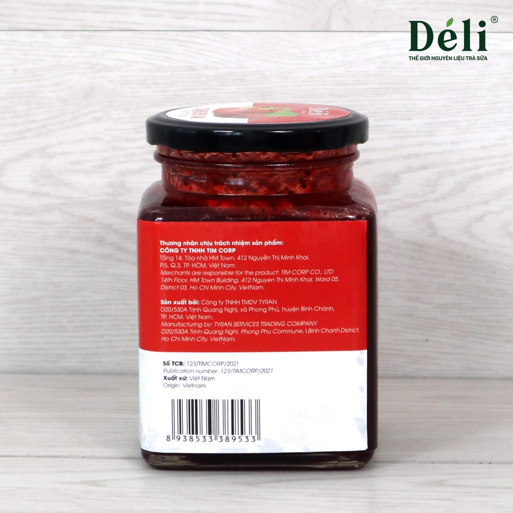 Mứt Dâu cao cấp Déli [GIÁ TỐT] VỊ NGON THIÊN NHIÊN (850gr)HSD:18 tháng. Nguyên liệu pha chế trà sữa, trà trái cây