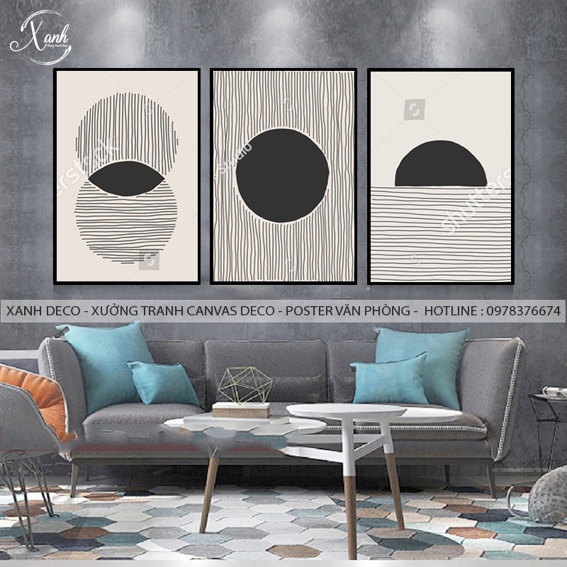 Tranh treo tường, tranh trang trí tông đen trắng hiện đại, tranh vải  treo phòng khách