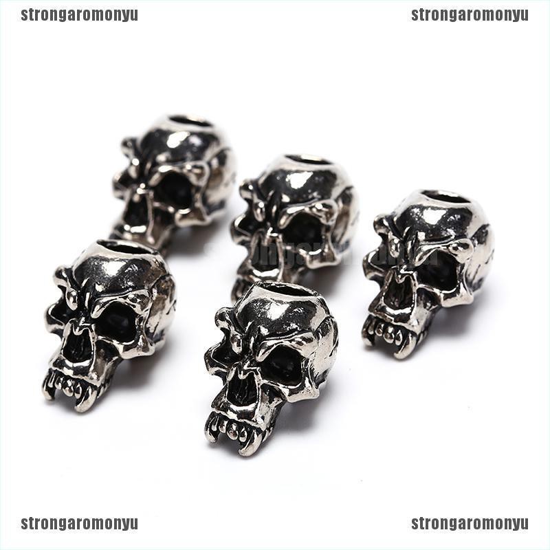 Set 5 Hạt Hình Đầu Lâu Bằng Kim Loại Dùng Làm Vòng Tay Sinh Tồn