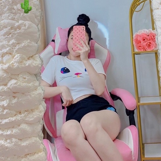 set bộ croptop mặt mèo quần đùi tim p