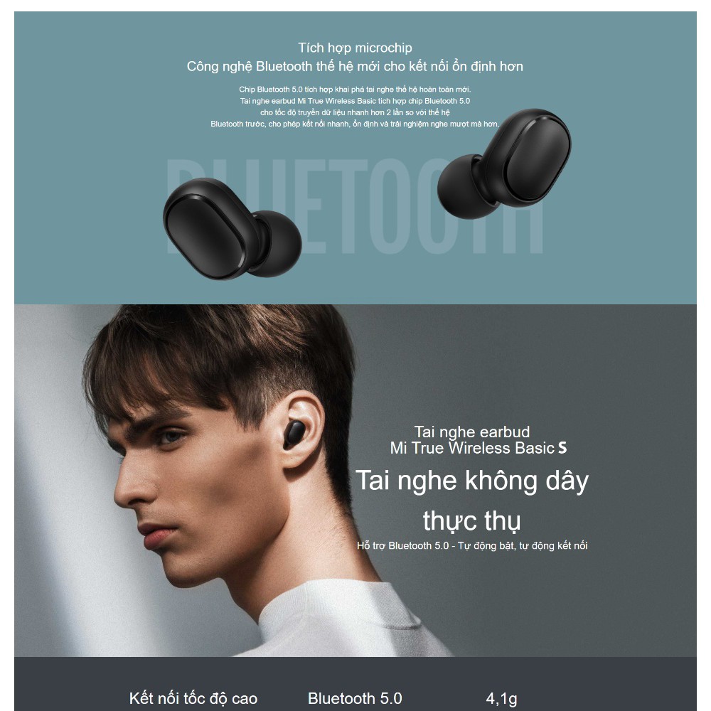 Tai nghe bluetooth xiaomi (Tai nghe bluetooth Mini Xiaomi)  Bluetooth 5.0 Earbuds Basic S True Wireless chính hãn