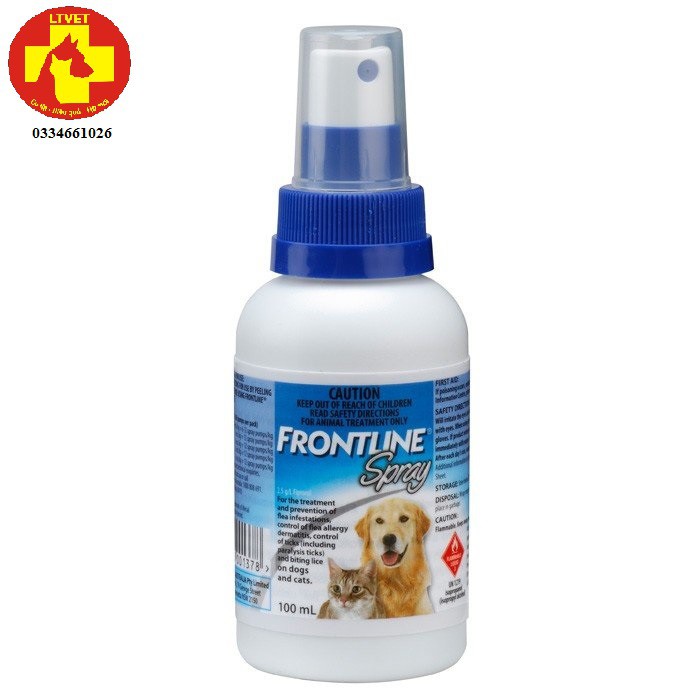 Thuốc xịt trị ve, rận, bọ chét trên chó mèo Frontline Spray - Hãng Merial Pháp - Chai 100ml