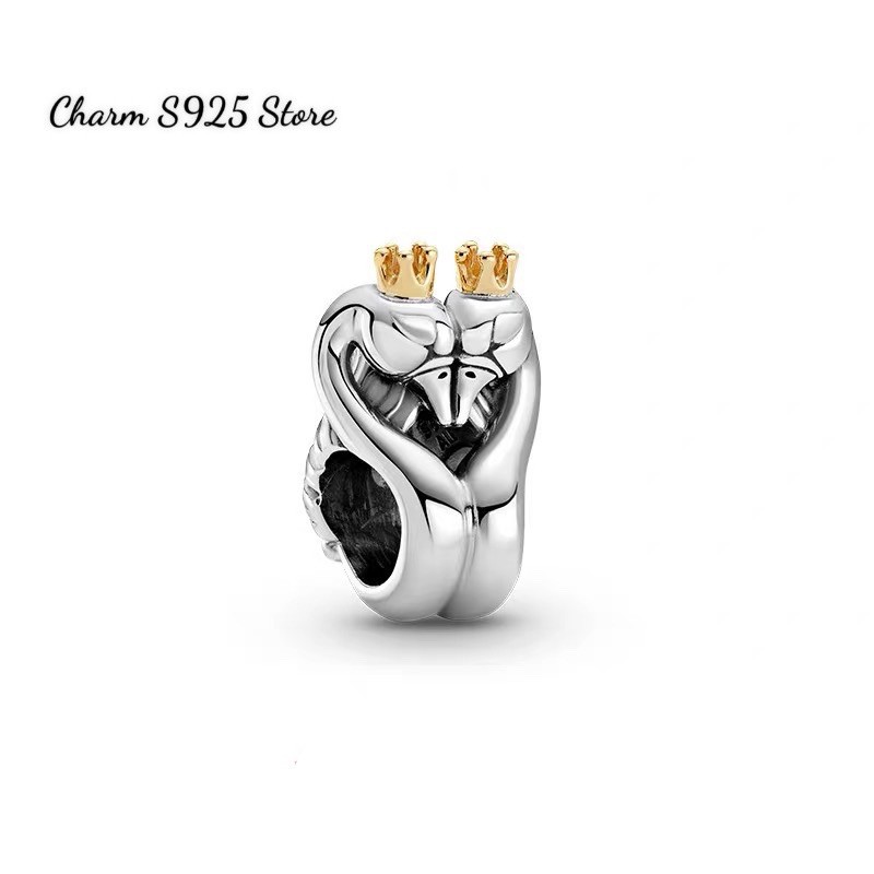 charm pan đôi thiên nga bạc s925 cao cấp