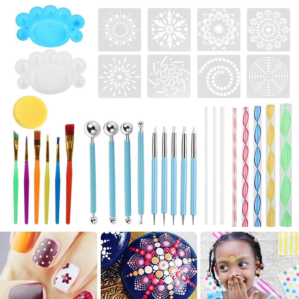 Bộ 35 Khuôn Họa Tiết Mandala Dùng Vẽ Tranh / Đá