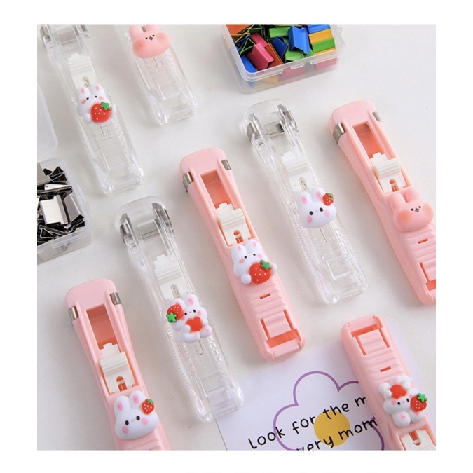 Kim bấm giấy, kẹp bấm giấy trong suốt mini dễ thương/ Dập ghim giữ sách tài liệu, ghim kẹp tài liệu, tranh ảnh