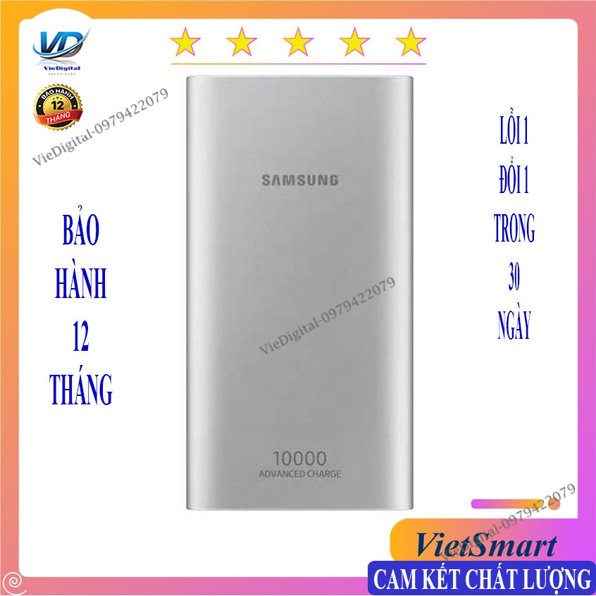 [Sạc SamSung] Sạc Dự Phòng, Pin Sạc Dự Phòng Samsung 10000mAh, Sử Dụng Tiện Lợi Đầu Ra 2 Cổng Sạc USB, BH 12 Tháng