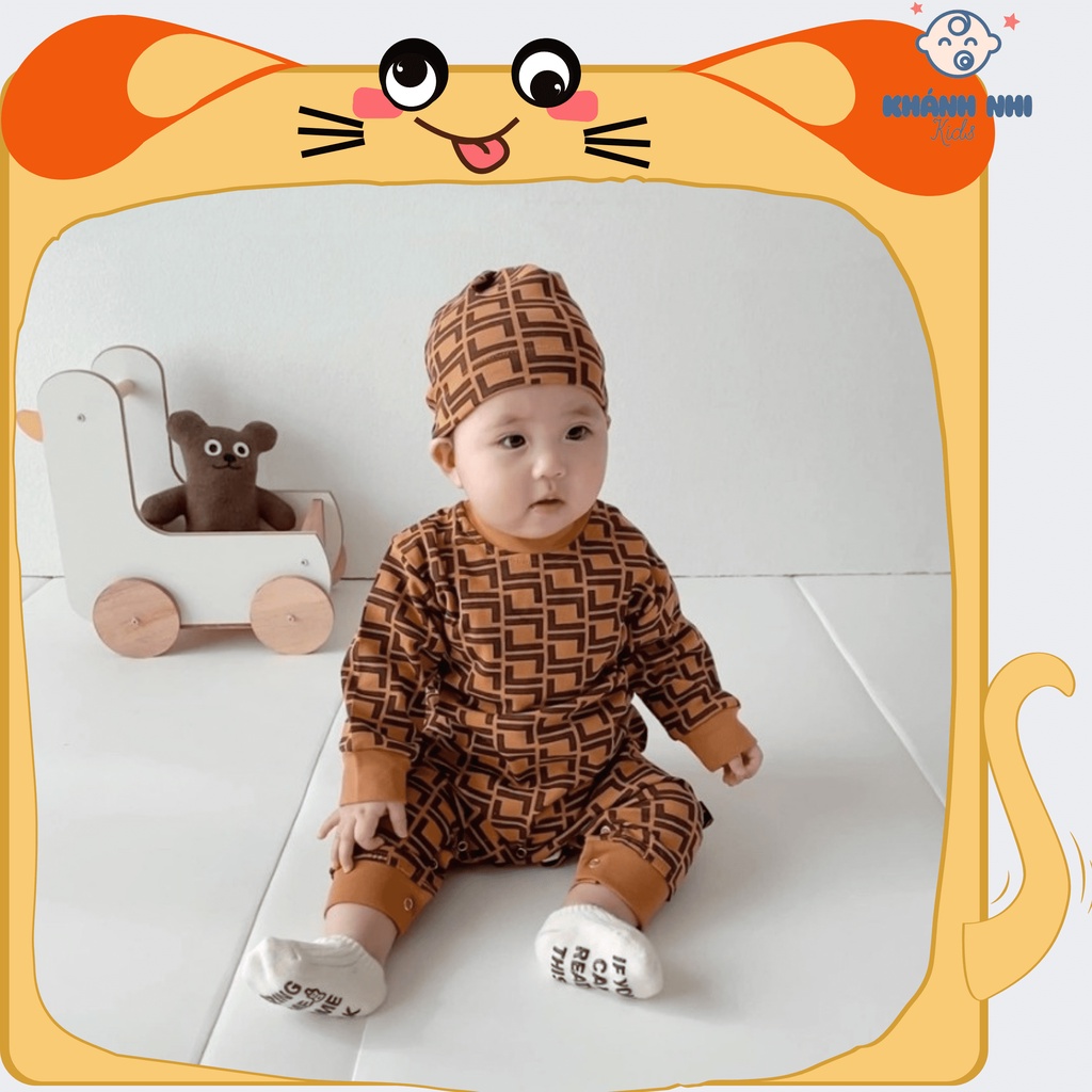 Bộ body cho bé sơ sinh, bộ liền quần hàng nỉ cotton cao cấp sang xịn cho bé từ 6-16 kg