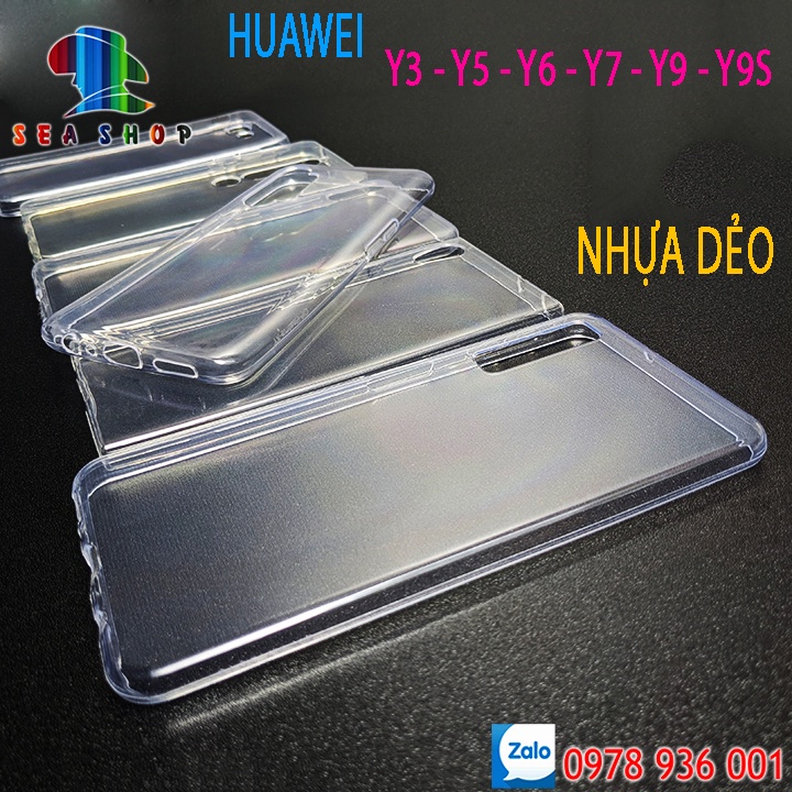 Ốp Lưng nhựa dẻo trong suốt -Huawei Y3 2018, Y5, Y5II, Y6 2017, Y6II, Y6P, Y7 Prime, Y9S, Y9 2019