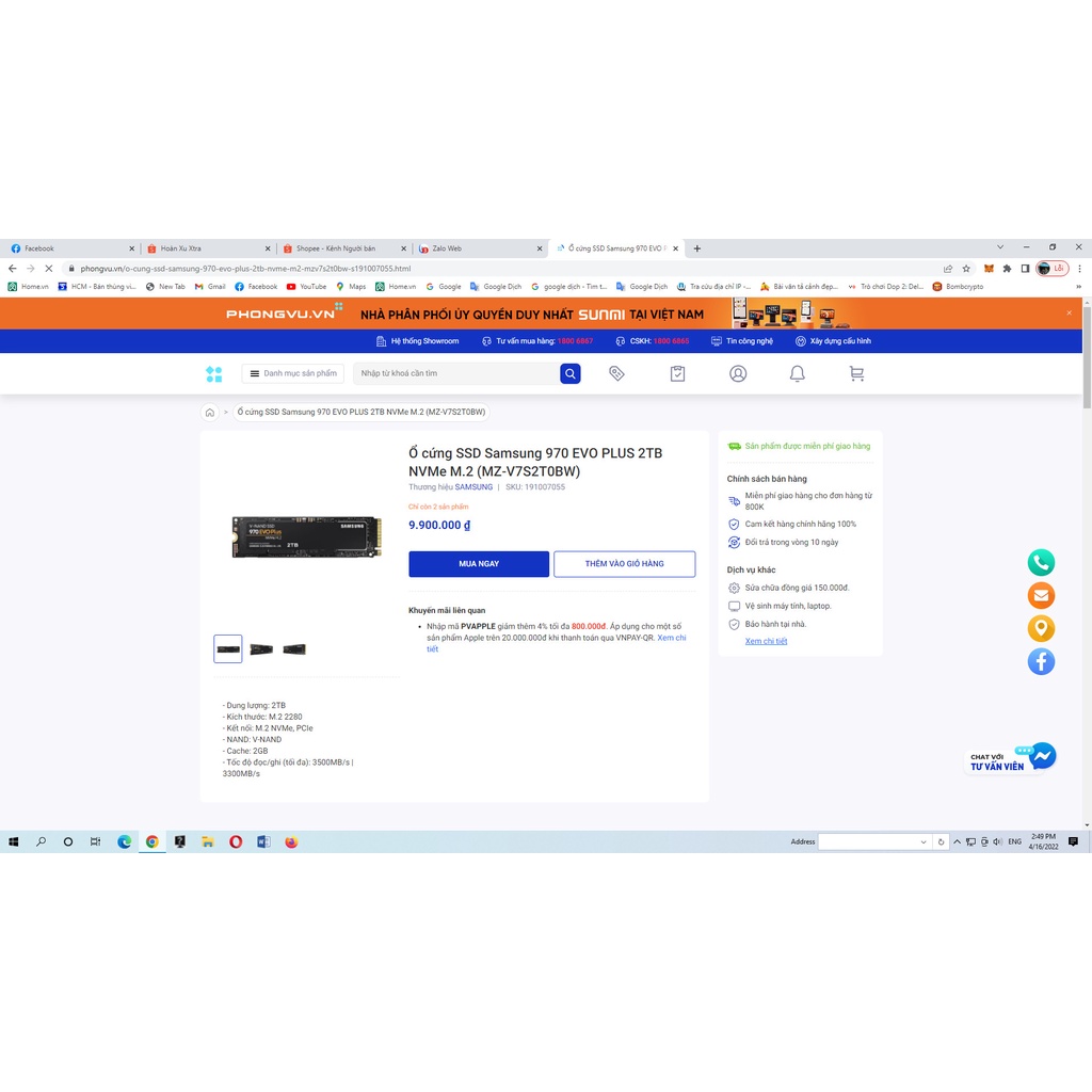 Thanh lý rẻ Ssd Samsung M2 NVME 970 evo Plus 2TB ( 2000Gb) | BigBuy360 - bigbuy360.vn
