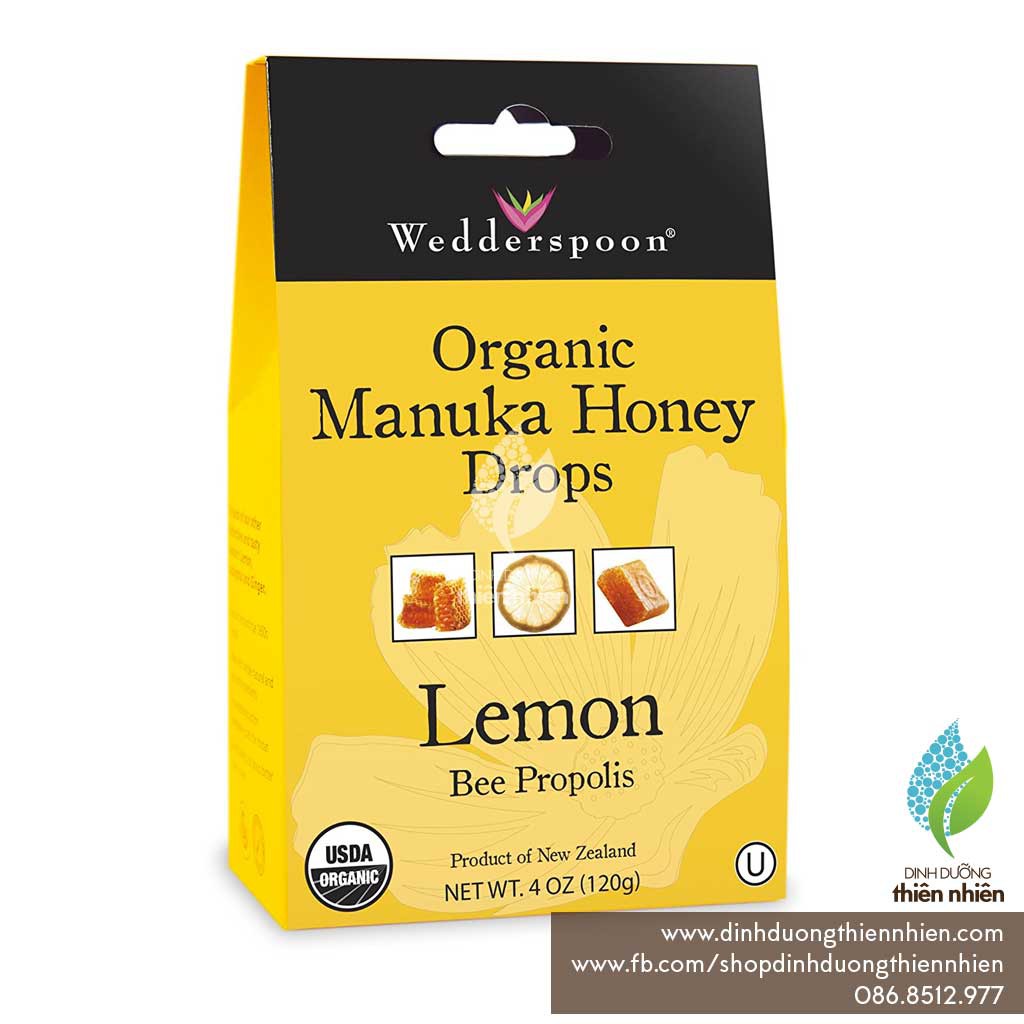 Kẹo Ngậm Hữu Cơ Từ Mật Ong Manuka, Wedderspoon Organic Manuka Honey Drop