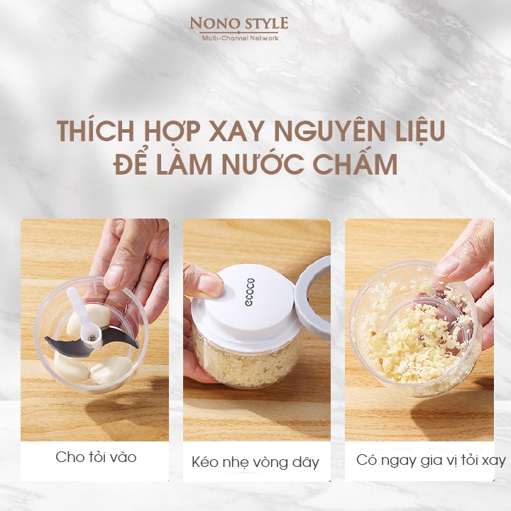 Máy Xay Tỏi Ớt Mini Ecoco Food Chopper, Dụng Cụ Xay Tỏi Ớt Đa Năng - Bảo Hành 12 Tháng