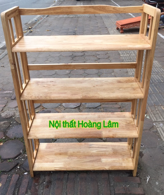 Kệ sách dài 80cm, 4 tầng gỗ cao su tự nhiên