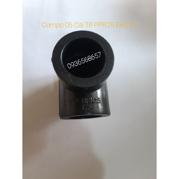 Tê PPR 25 đen chống tia UV - Compo 05 cái