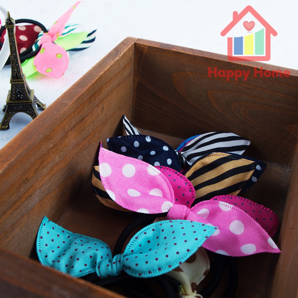 Dây buộc tóc tai thỏ co giãn đáng yêu cho bé gái màu sắc ngẫu nhiên Happy Home