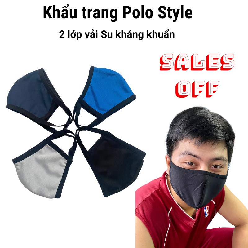 Khẩu trang 2 lớp Polyester POLO Style - Chống giọt bắn, dễ thở, không đau tai