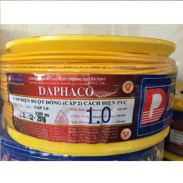 DÂY ĐƠN 1.0, 1,5, 2.0, 2.5, 3.0, 4.0 DAPHACO CUỘN 100 mét
