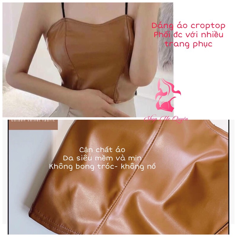 Áo bra Da nữ, áo 2 dây croptop kèm mút gợi cảm, lưng bo chun co dãn thoải mái, áo yếm sexy