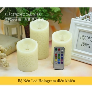 Bộ 3 nến điện tử nến giả màu sắc hiệu ứng Hologram độc đáo