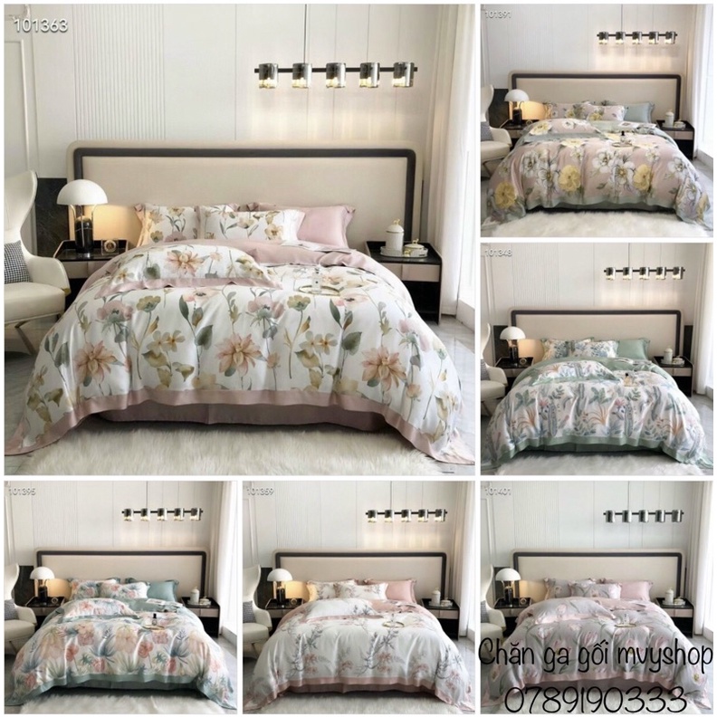 SÉT CHĂN GA GỐI TENCEL HOA 80S MỀM MỊN MÁT LẠNH GIẢI NHIỆT MÙA HÈ