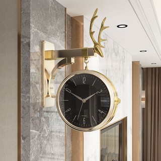 Đồng hồ treo tường cổ điển Đầu Hươu may mắn - Đồng hồ treo tường decor phòng khách đẹp, quà biếu tặng