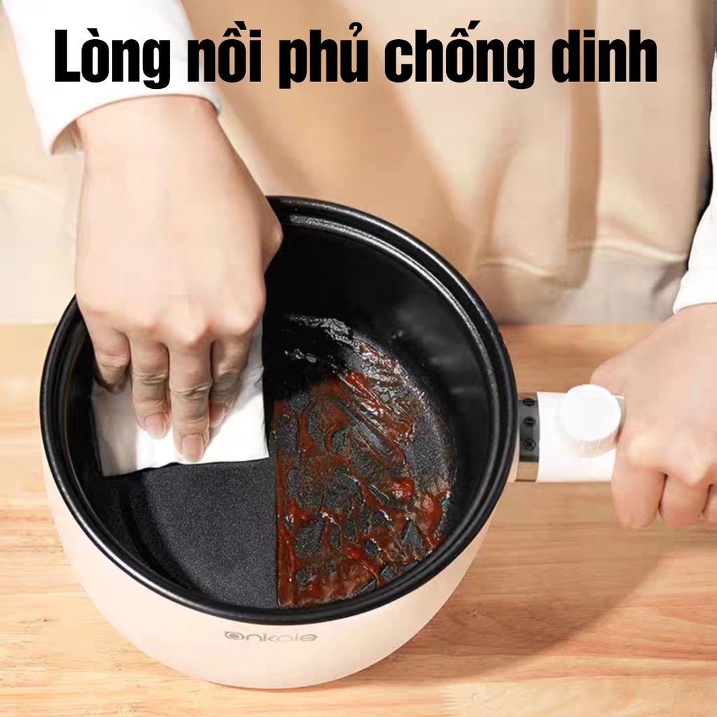 Nồi nấu mì nồi lẩu mini điện chống dính đa năng công suất 600W dung tích 1.5L bảo hành 12 tháng TN01