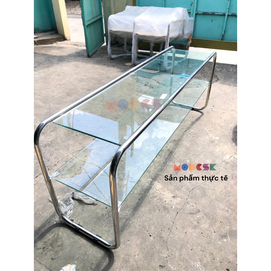 Bàn sofa, trà Modesk SS Double Square Table HCN khung inox 304 – kính cường - ván MFC an cường - phòng khách, quán cà ph