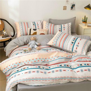 Tron Bộ Drap giường Cotton Chần Bông Trắng Xám Họa Tiết Thổ Cẩm ((m2x2m - m8x2m))