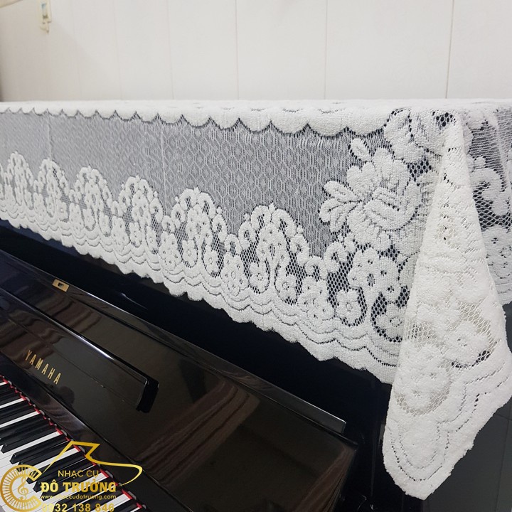 Khăn phủ đàn Piano vải ren trắng dày đẹp