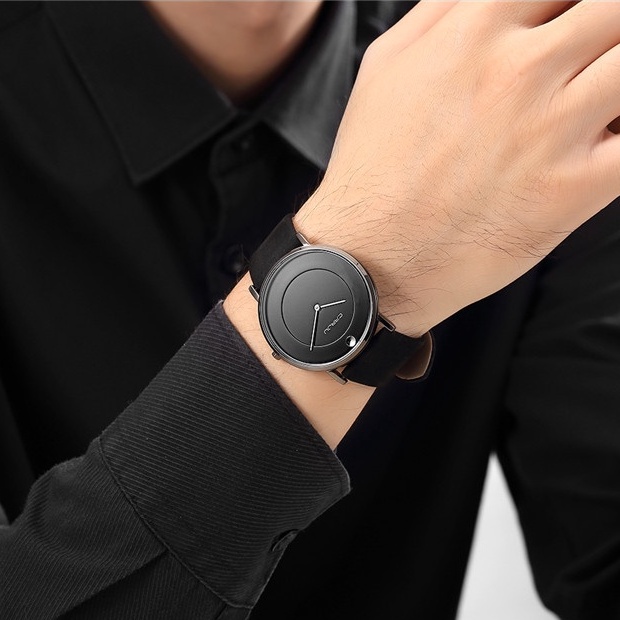 Đồng hồ đeo tay CRRJU 2106 XL cho nam máy quartz thương hiệu chính hãng da không thấm nước