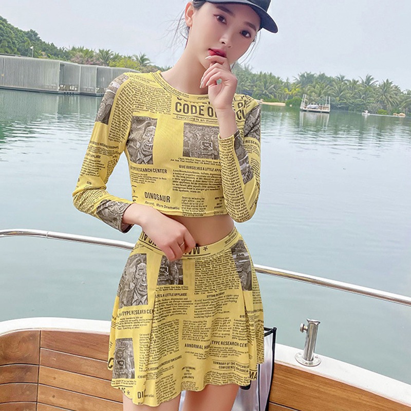 Bộ Đồ Bơi 2 Mảnh In Họa Tiết Chữ Phong Cách Retro Quyến Rũ Cho Nữ