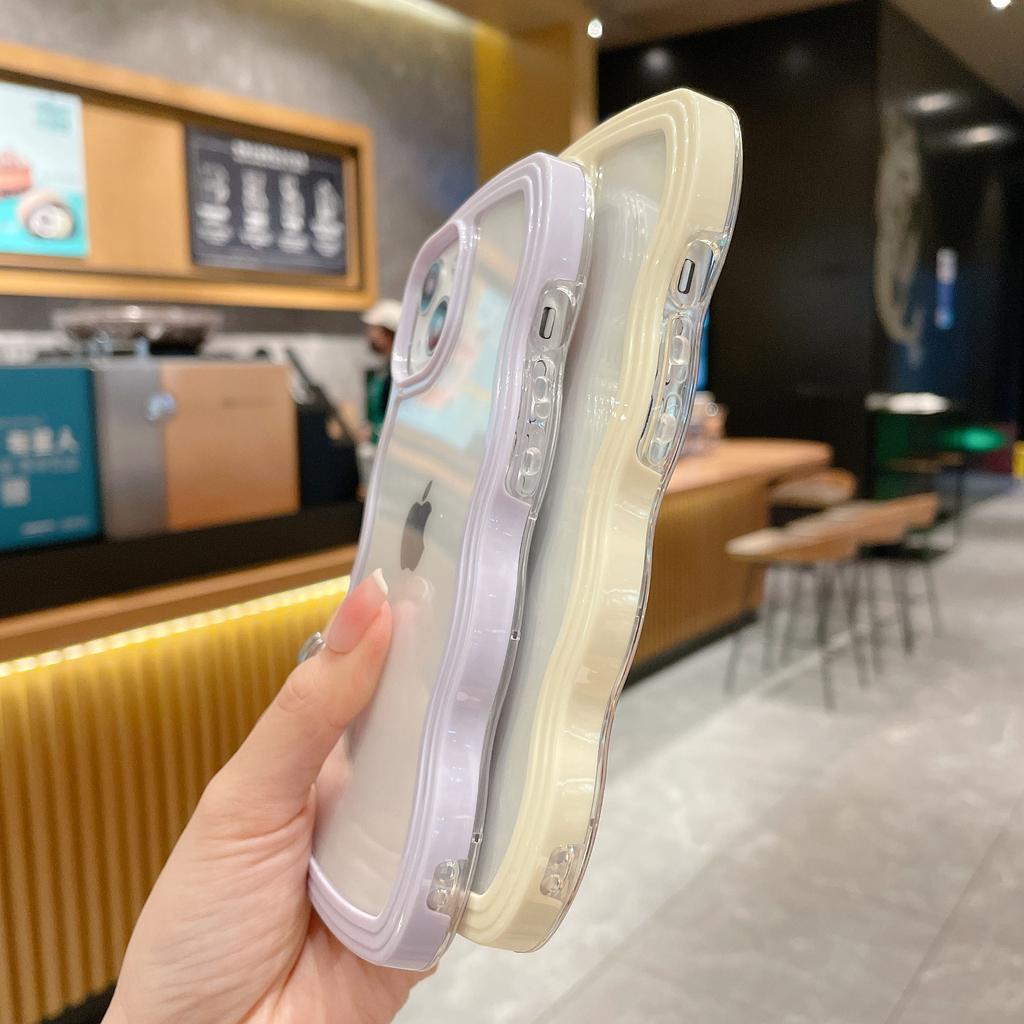 Ốp Điện Thoại Viền Gợn Sóng 2 Trong 1 Màu Kẹo Cho iPhone 13 12 11 X XR XSMAX