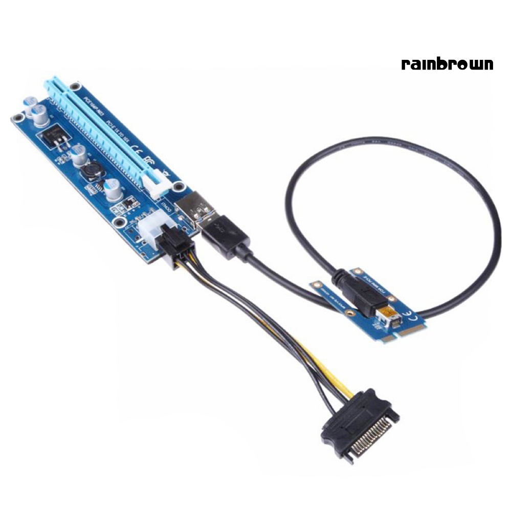 Mini PCI-E to PCI-E x16 Riser External Graphics Card + 60 USB cable for Laptop /RXDN/