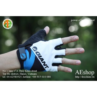 Găng tay hở ngón găng tay đạp xe găng tay xe đạp găng tay thể thao Giant xanh