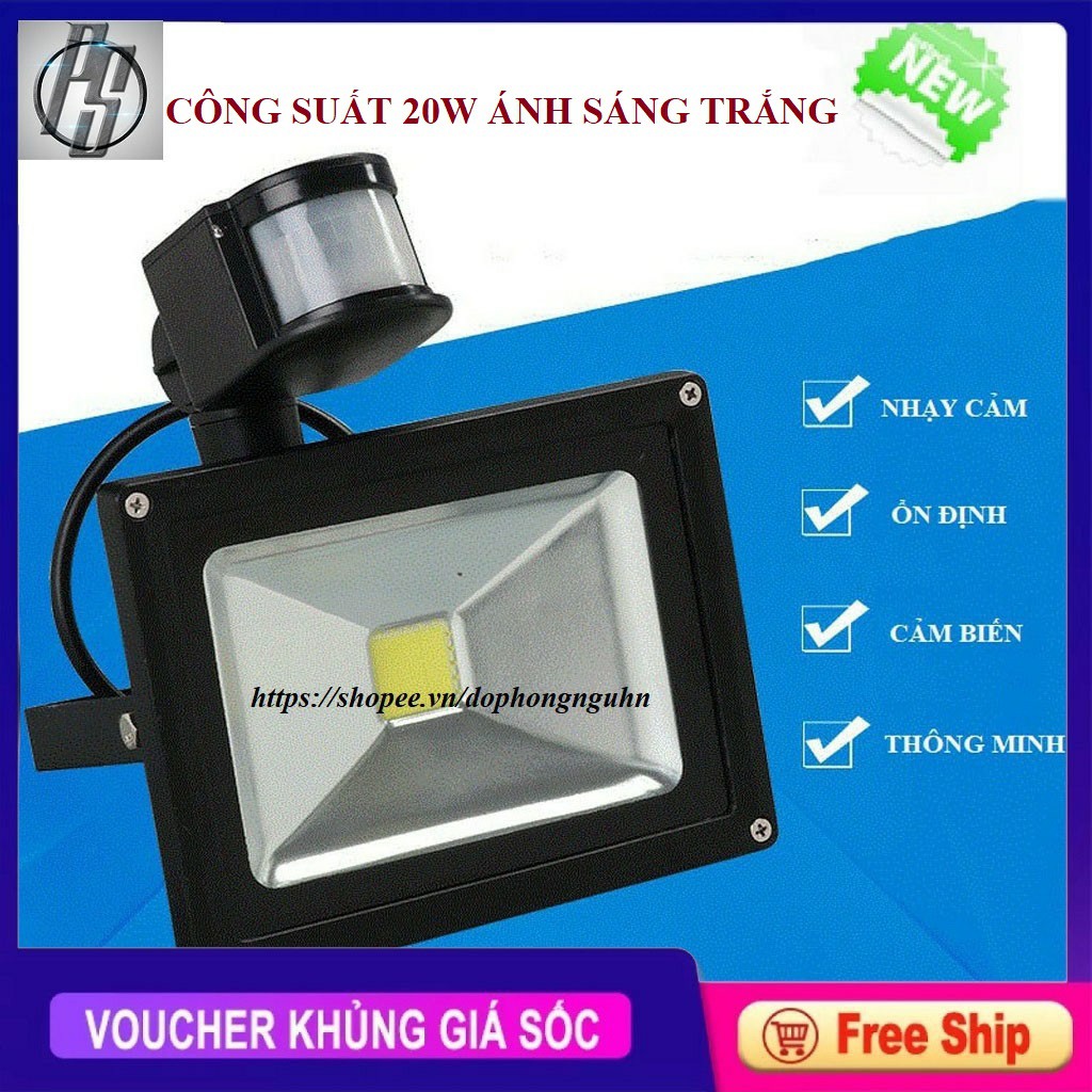 Đèn pha cảm ứng hồng ngoại chống trộm led 20W ánh sáng trắng