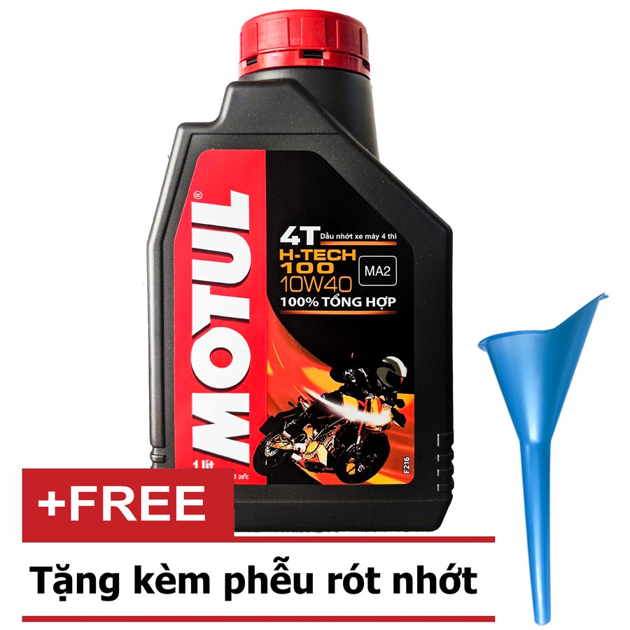 DẦU NHỚT MOTUL H-TECH 100 4T 10W40 100ML - 1L ( Dầu Nhớt 100% Tổng Hợp - Mô Tô PKL ) (TẶNG KÈM PHỄU)