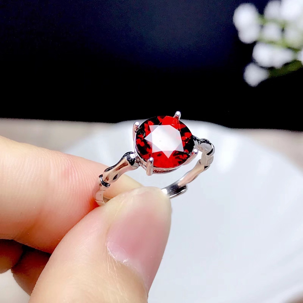 Nhẫn Bạc S925 Đính Đá đỏ Đơn Giản Thời Trang Cho Nữ